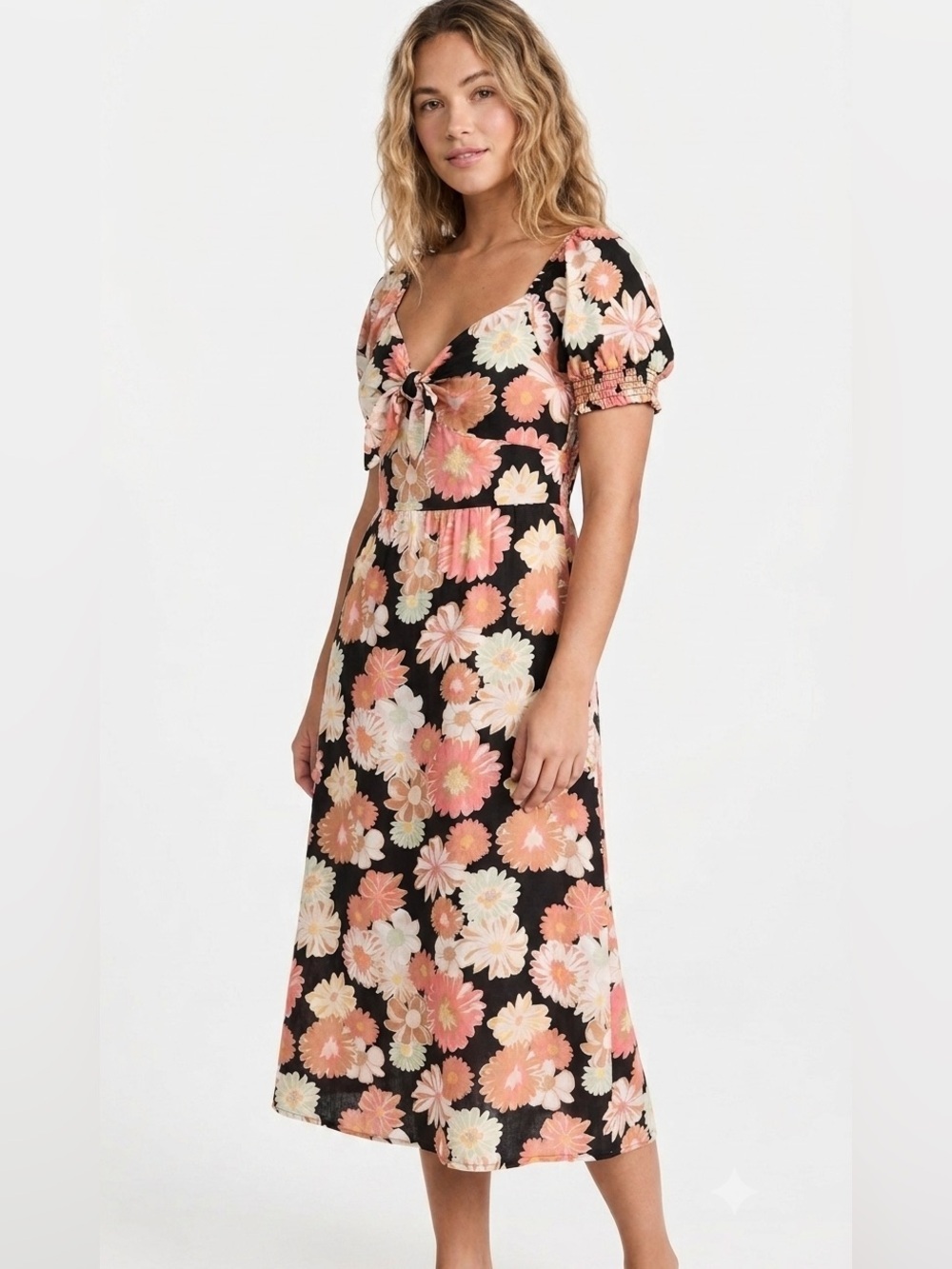 BNWT Roxy Linen Floral Midi Dress